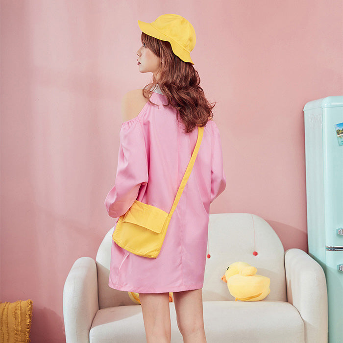Cute kindergarten smock with open shoulders