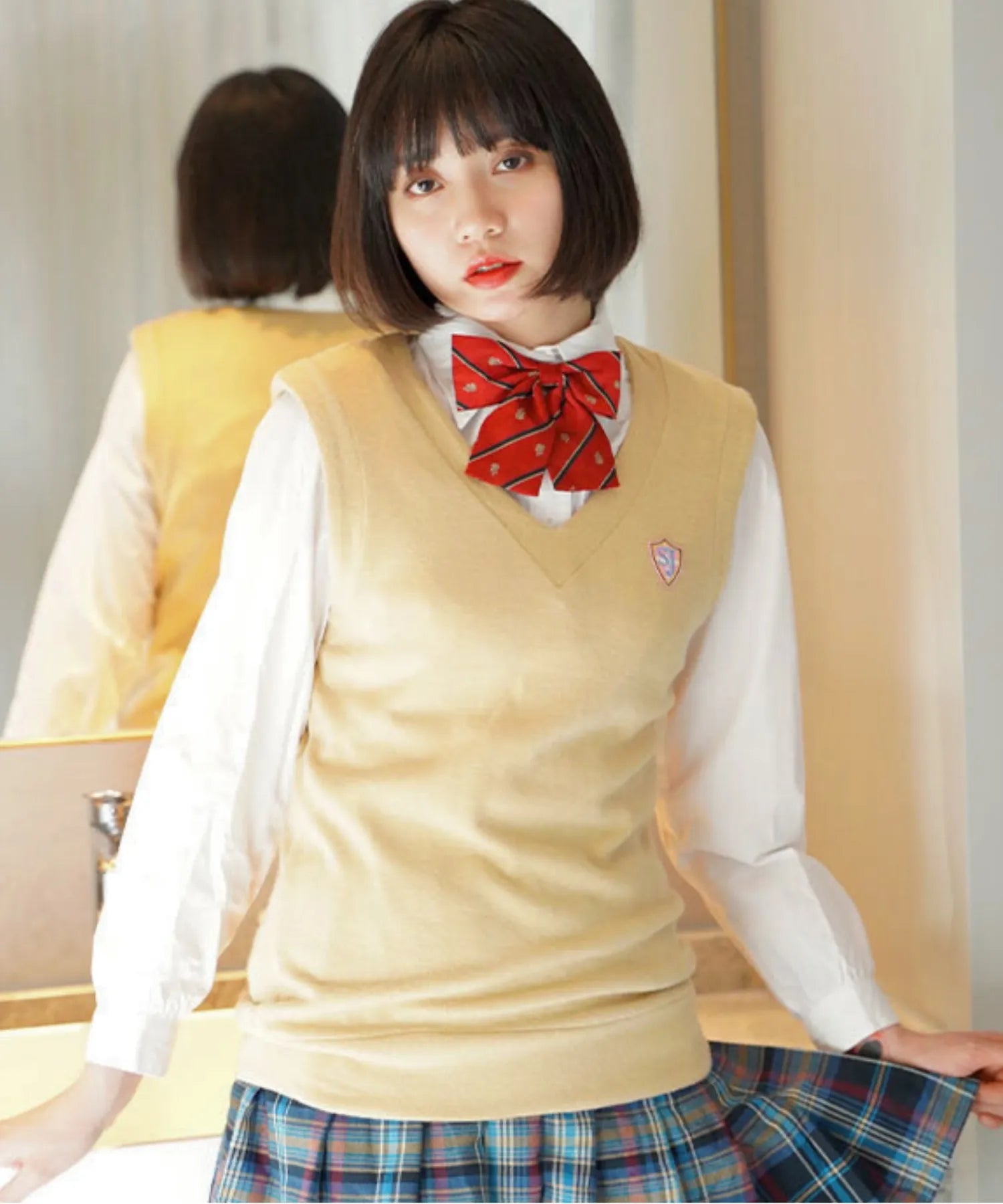 ワッペンつきニットベスト制服セット