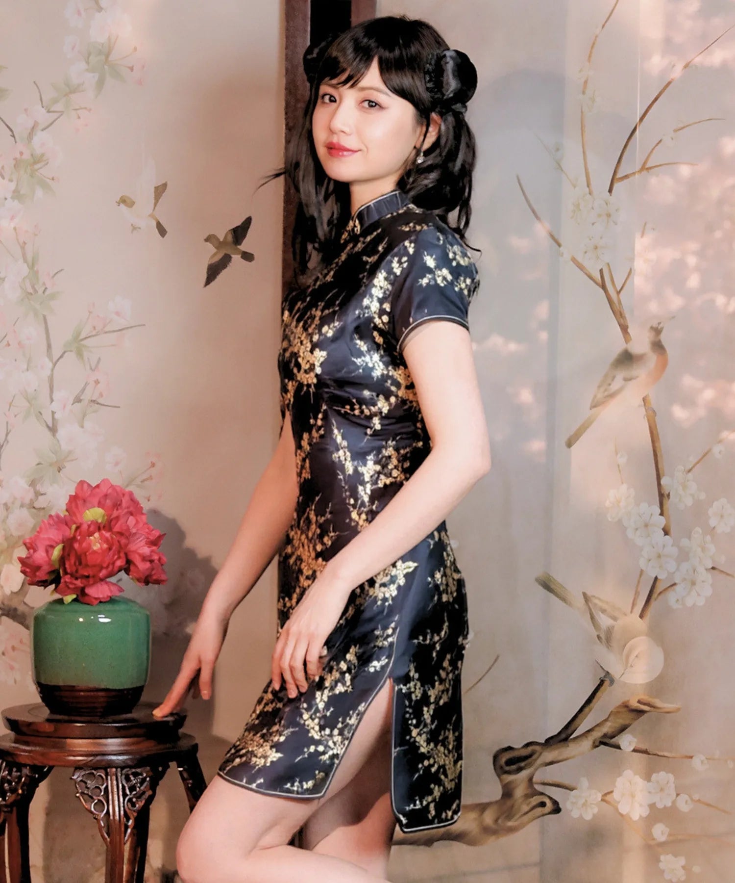 チャイナドレス 梅柄ショート