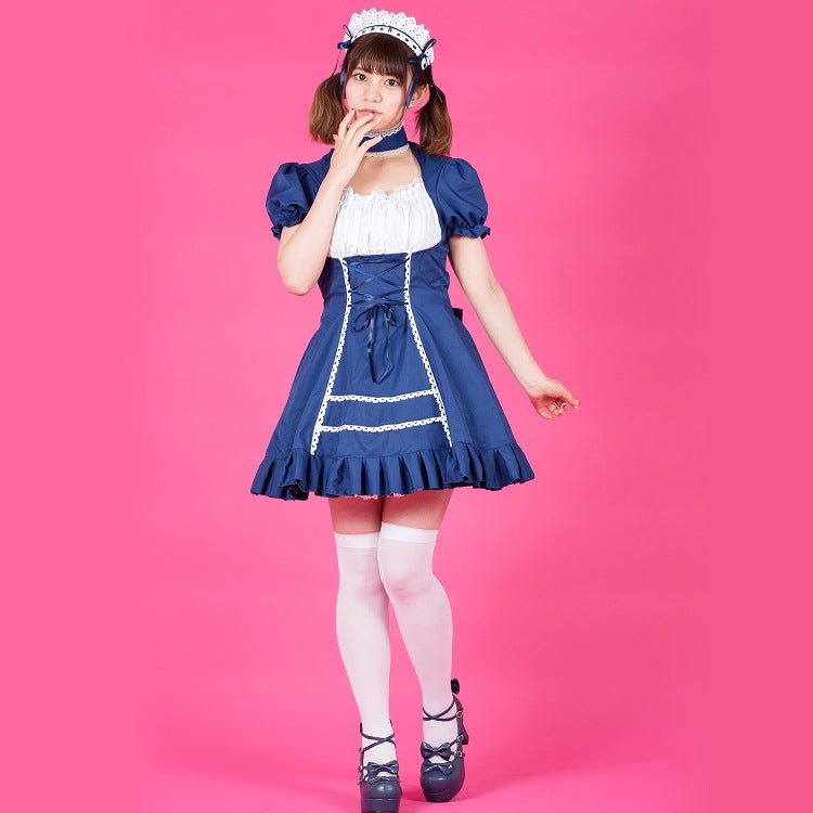 Front Lace-up Maid Dress