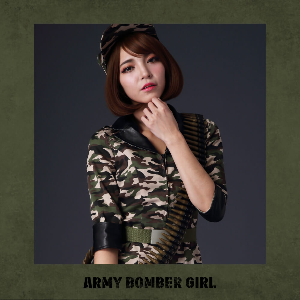 Short pants style Army costume with sunglasses and bullets