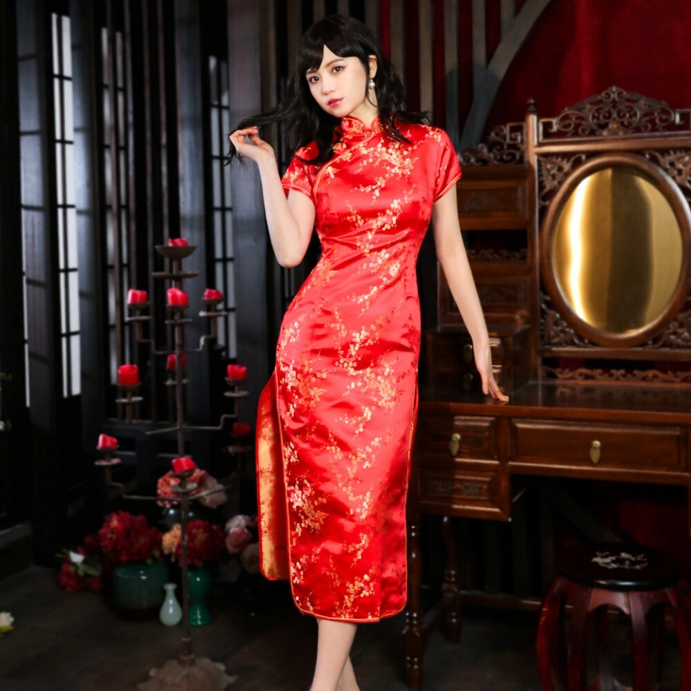 Purchased Chinese Dress Plum Pattern Long