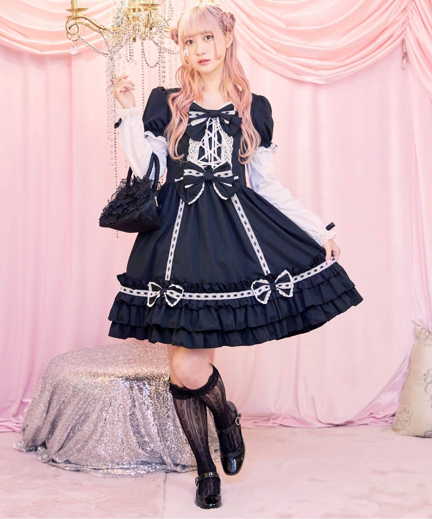 3way Royal Doll Dress with Cape and Ribbon 5-piece Set