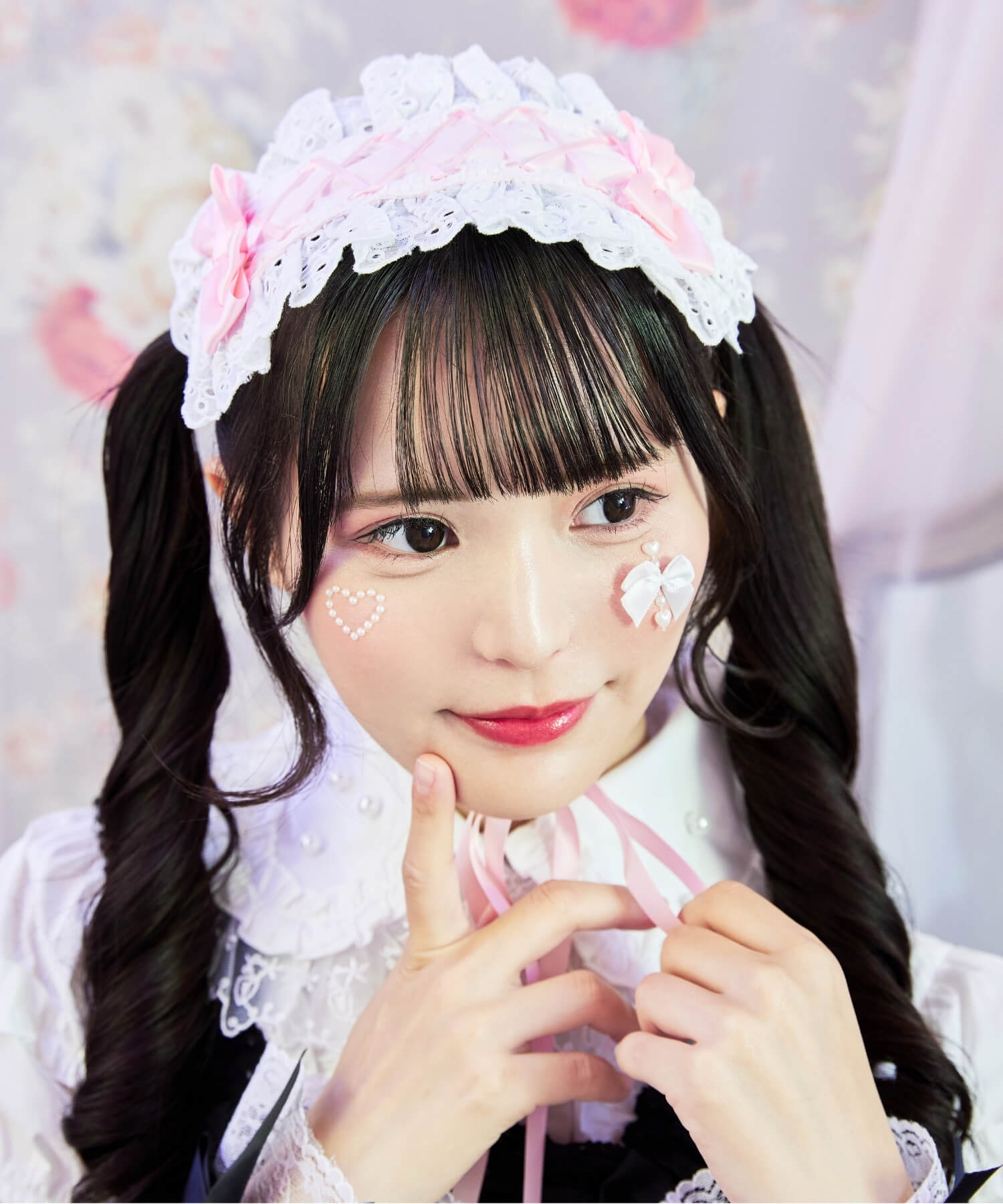 カットレースのレースアップリボンヘッドドレス