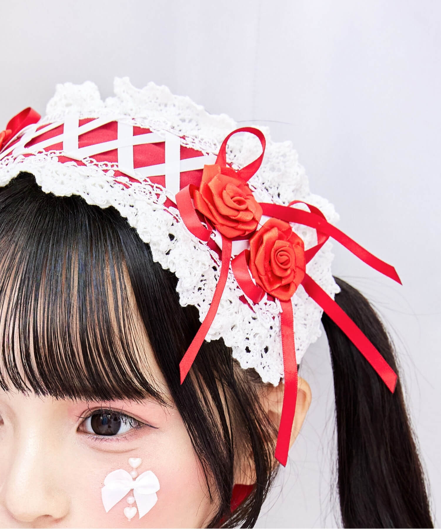 レースアップ2連薔薇ヘッドドレス