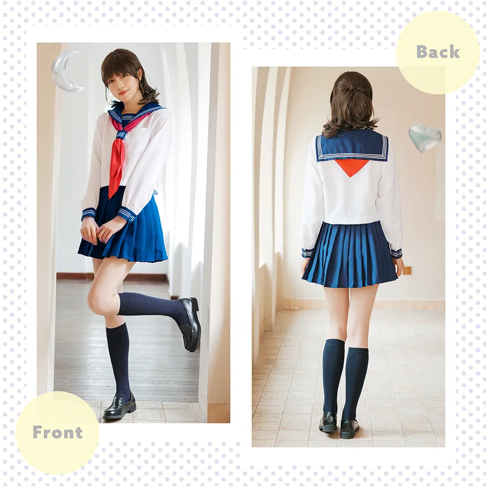 清純派!白紺ベース×赤スカーフの長袖セーラー服