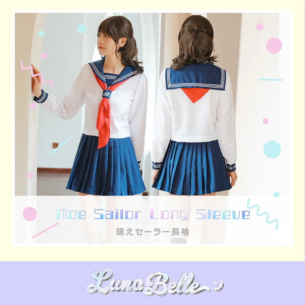清純派!白紺ベース×赤スカーフの長袖セーラー服