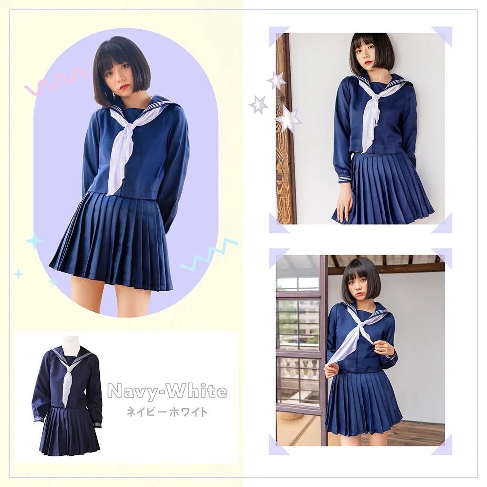 紺×白スカーフセーラー服