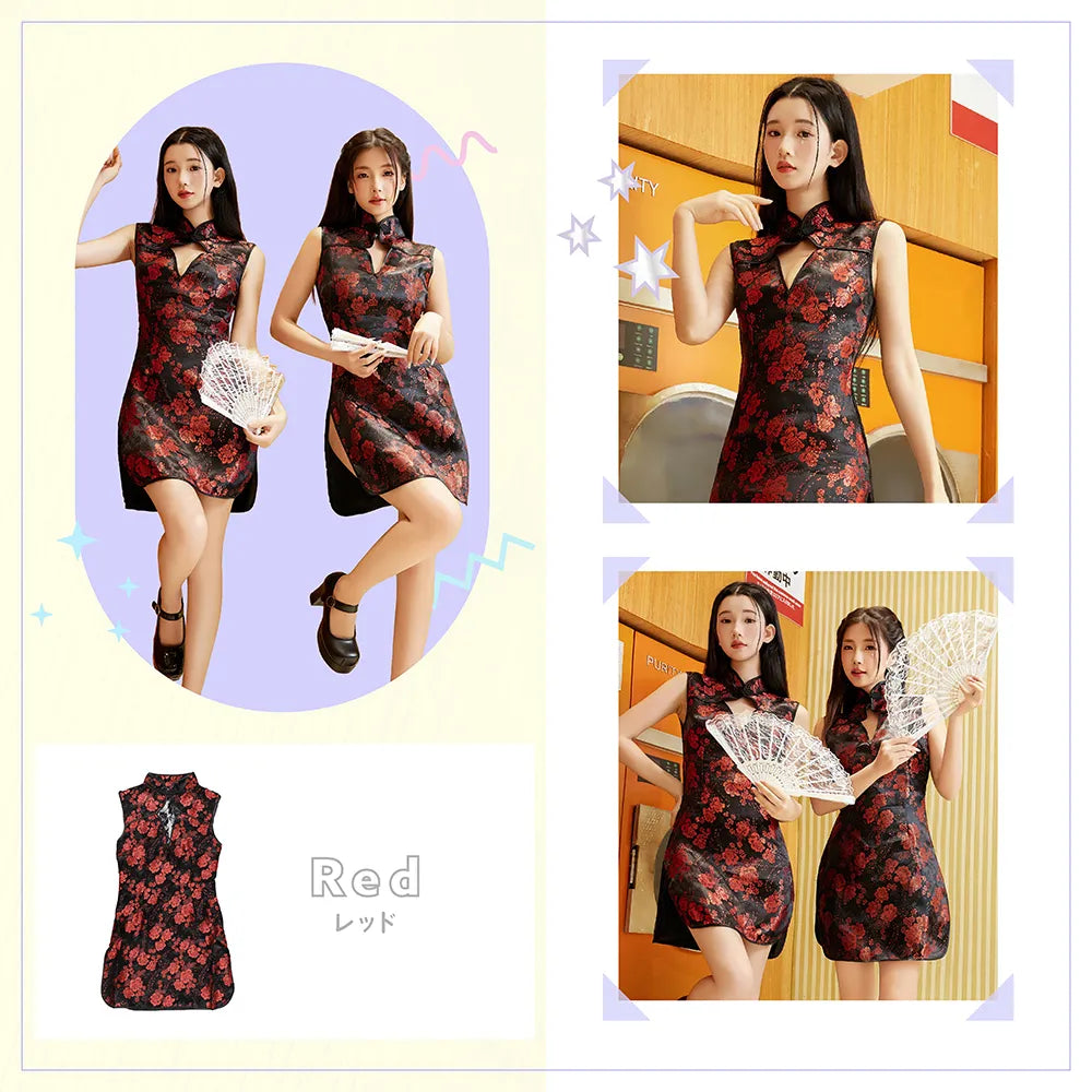 大胆レースのチャイナドレス