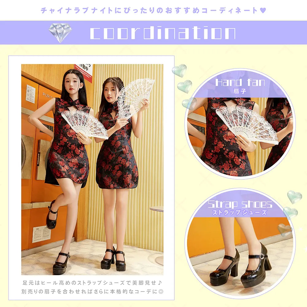 大胆レースのチャイナドレス