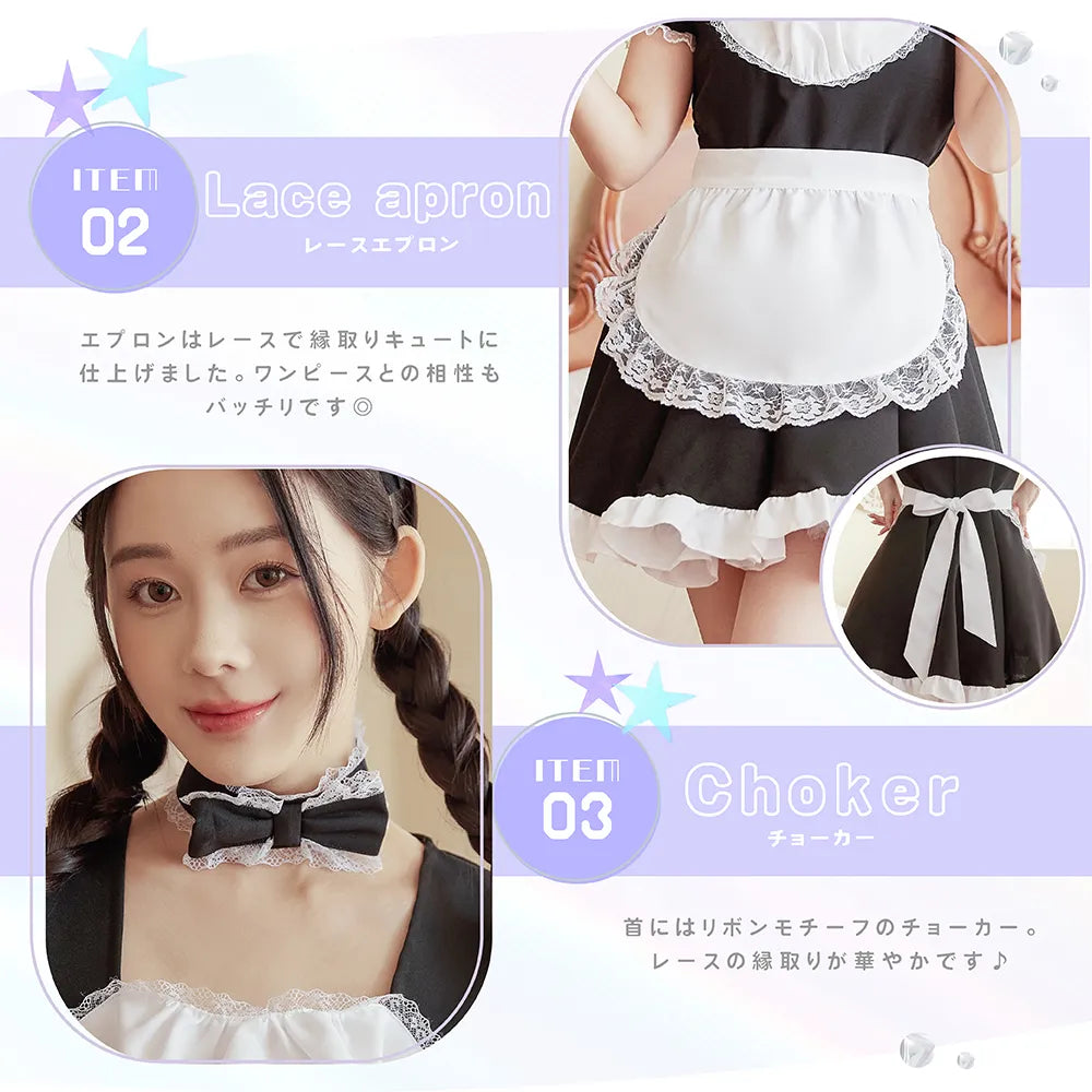 Maid costume with cat ears and heart design