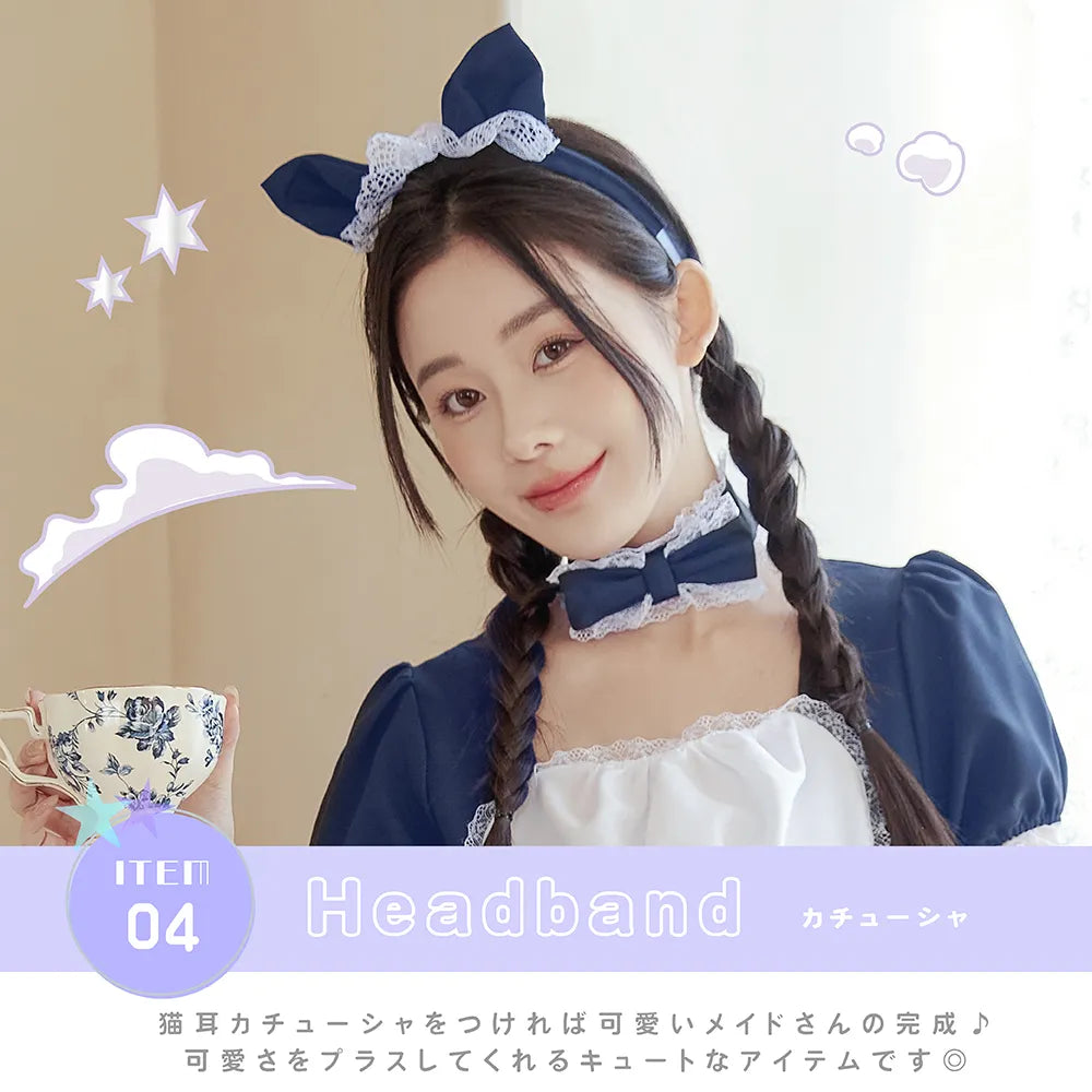 Maid costume with cat ears and heart design