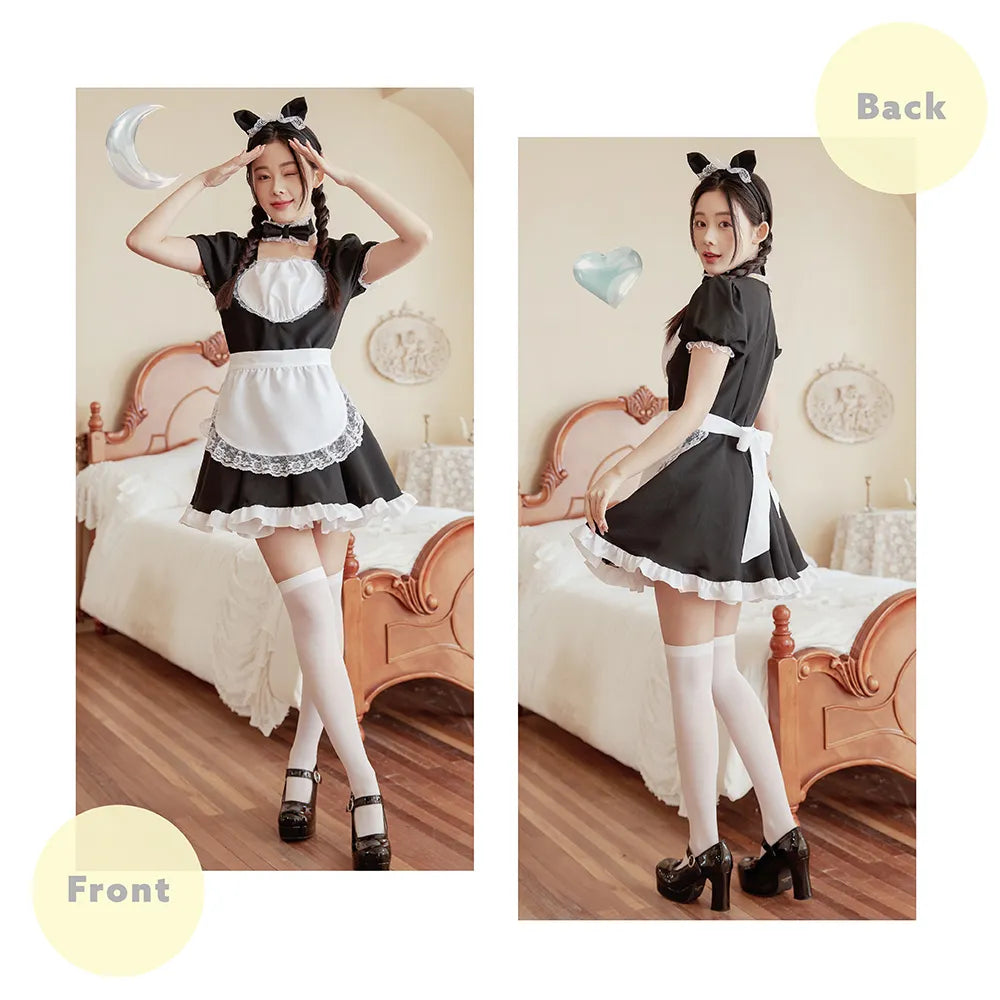 Maid costume with cat ears and heart design