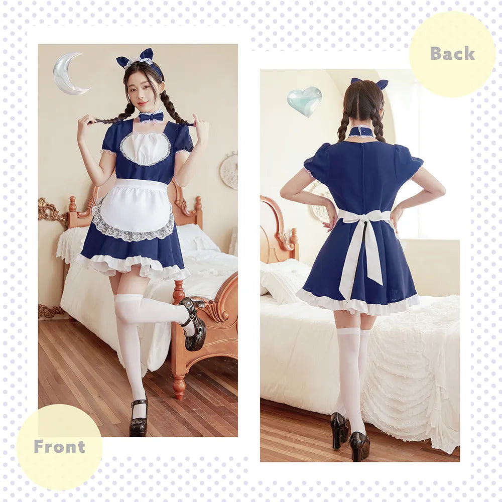 Maid costume with cat ears and heart design