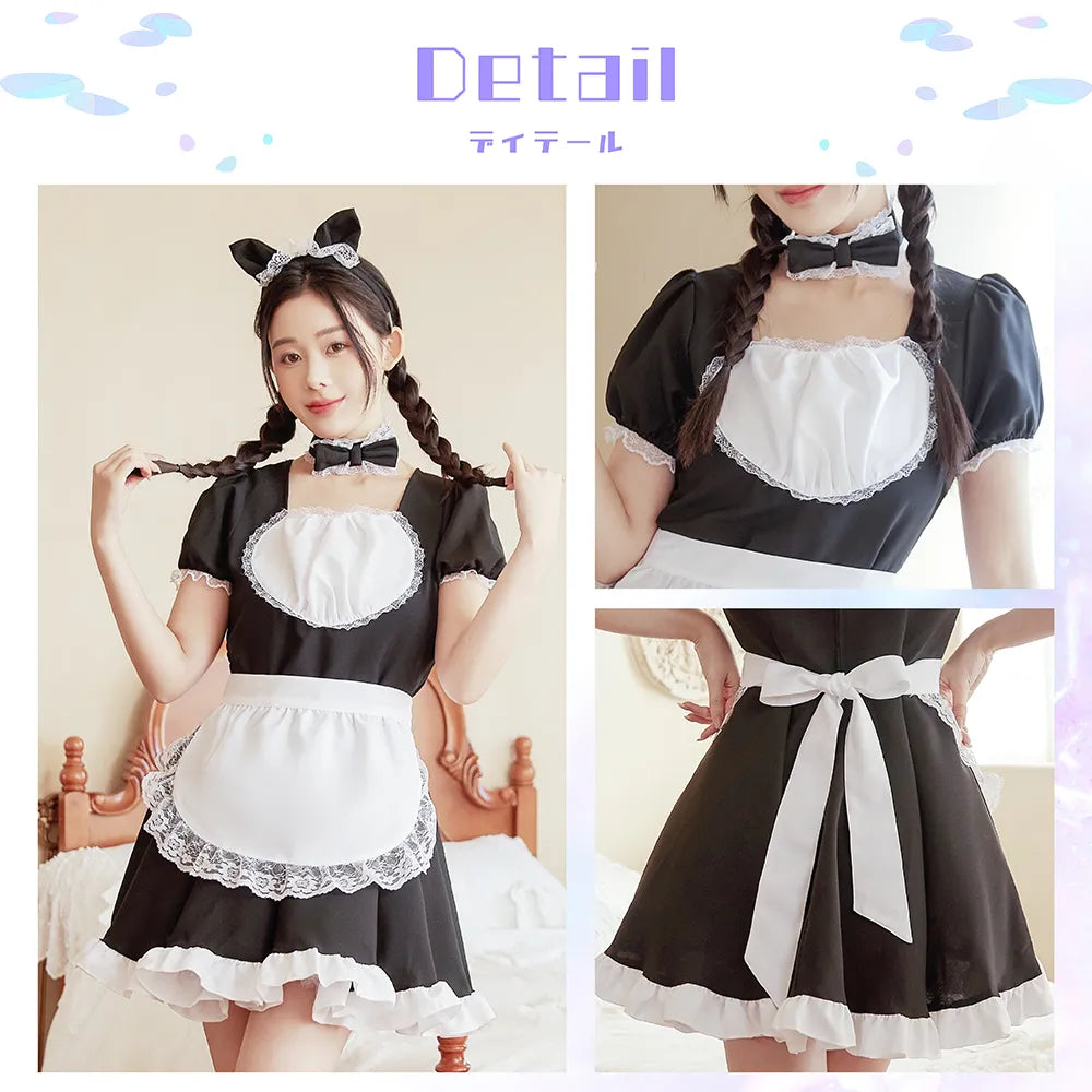 Maid costume with cat ears and heart design