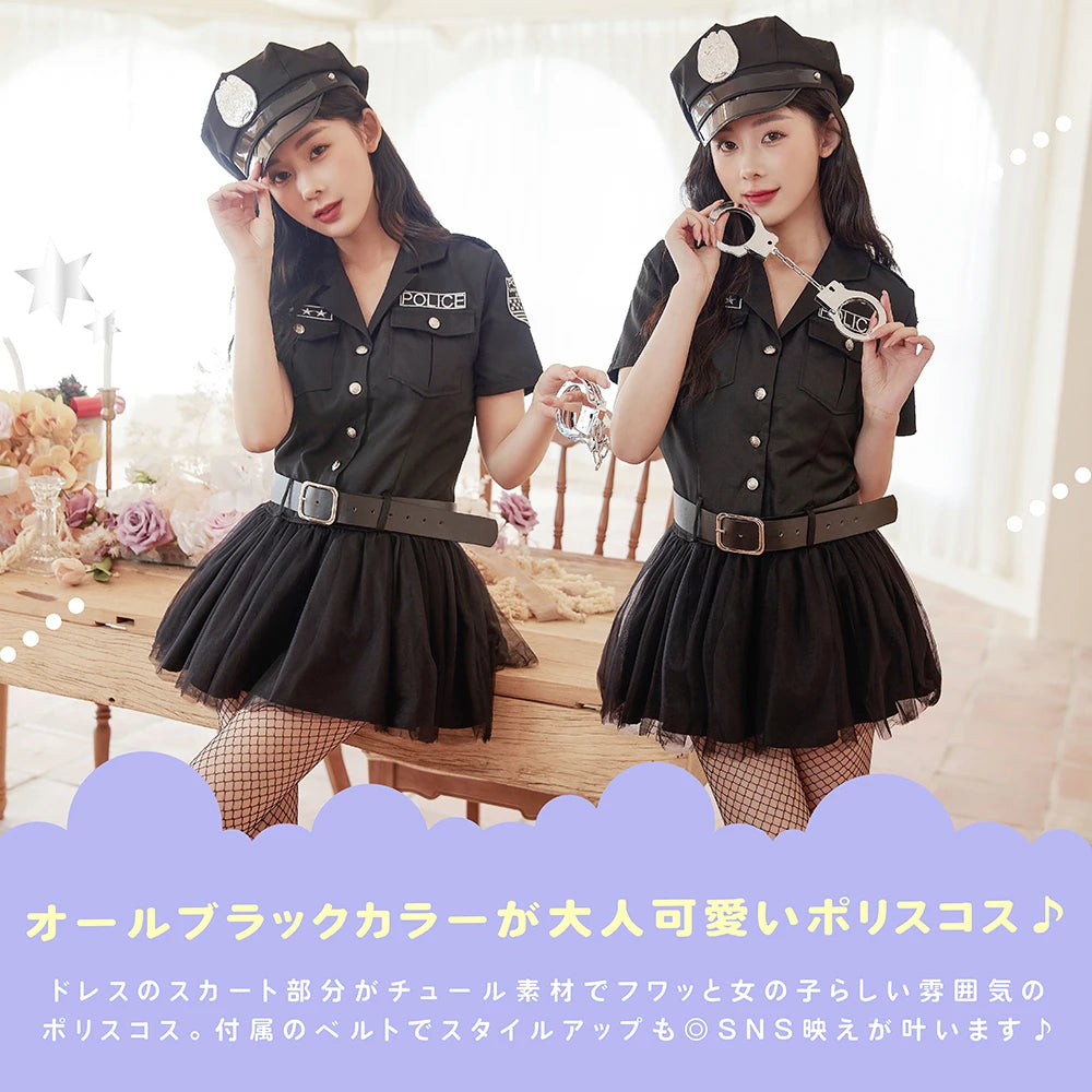 All Black Shirt Dress Police Costume