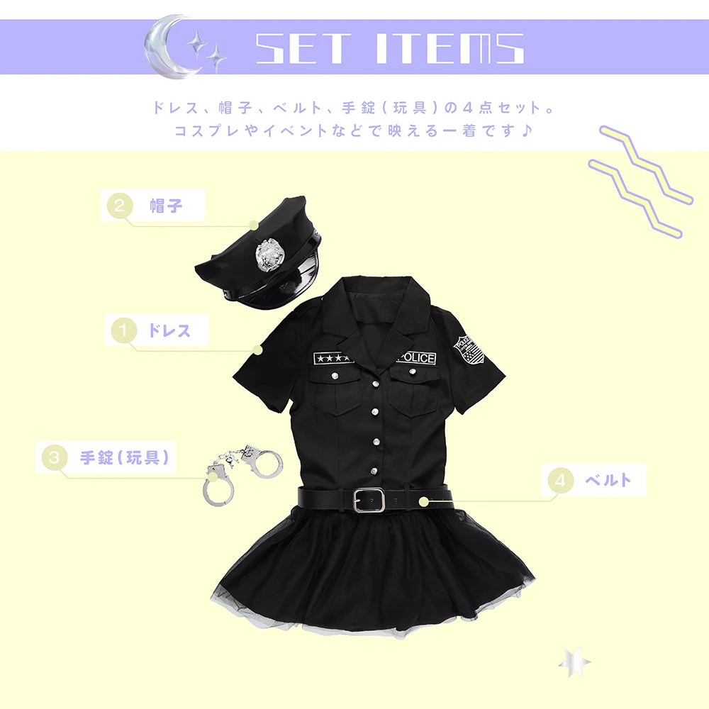 All Black Shirt Dress Police Costume