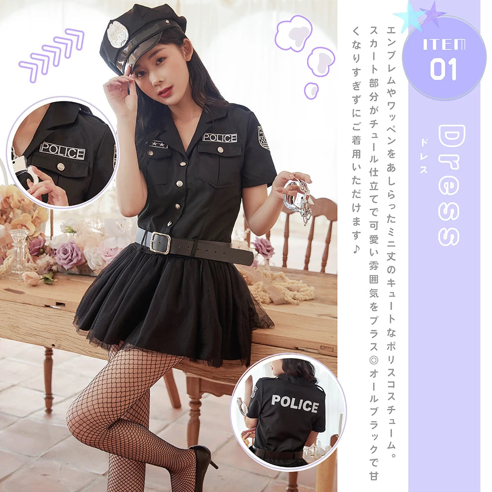 All Black Shirt Dress Police Costume