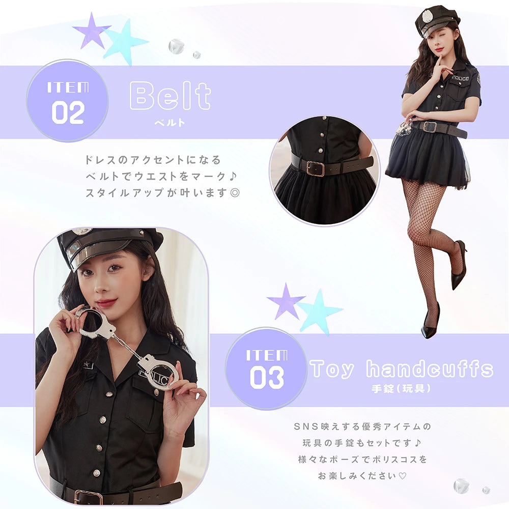 All Black Shirt Dress Police Costume