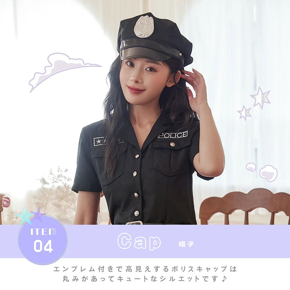 All Black Shirt Dress Police Costume