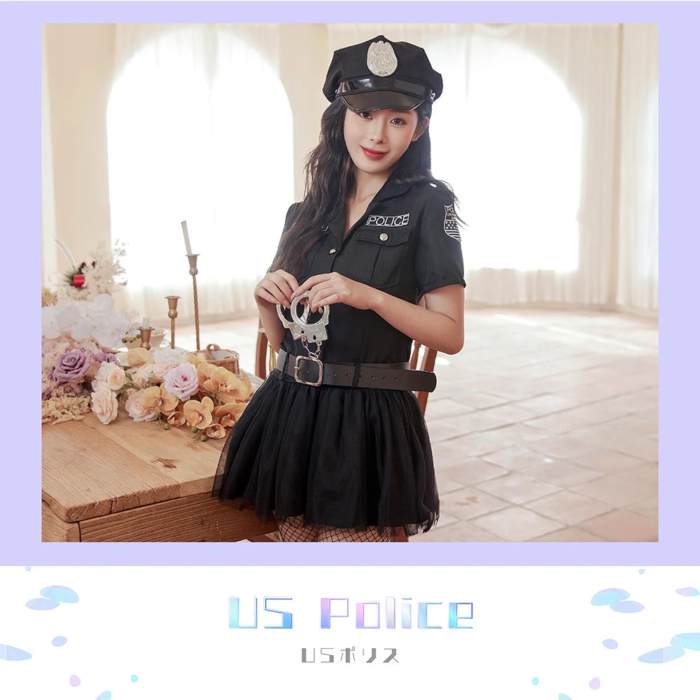 All Black Shirt Dress Police Costume