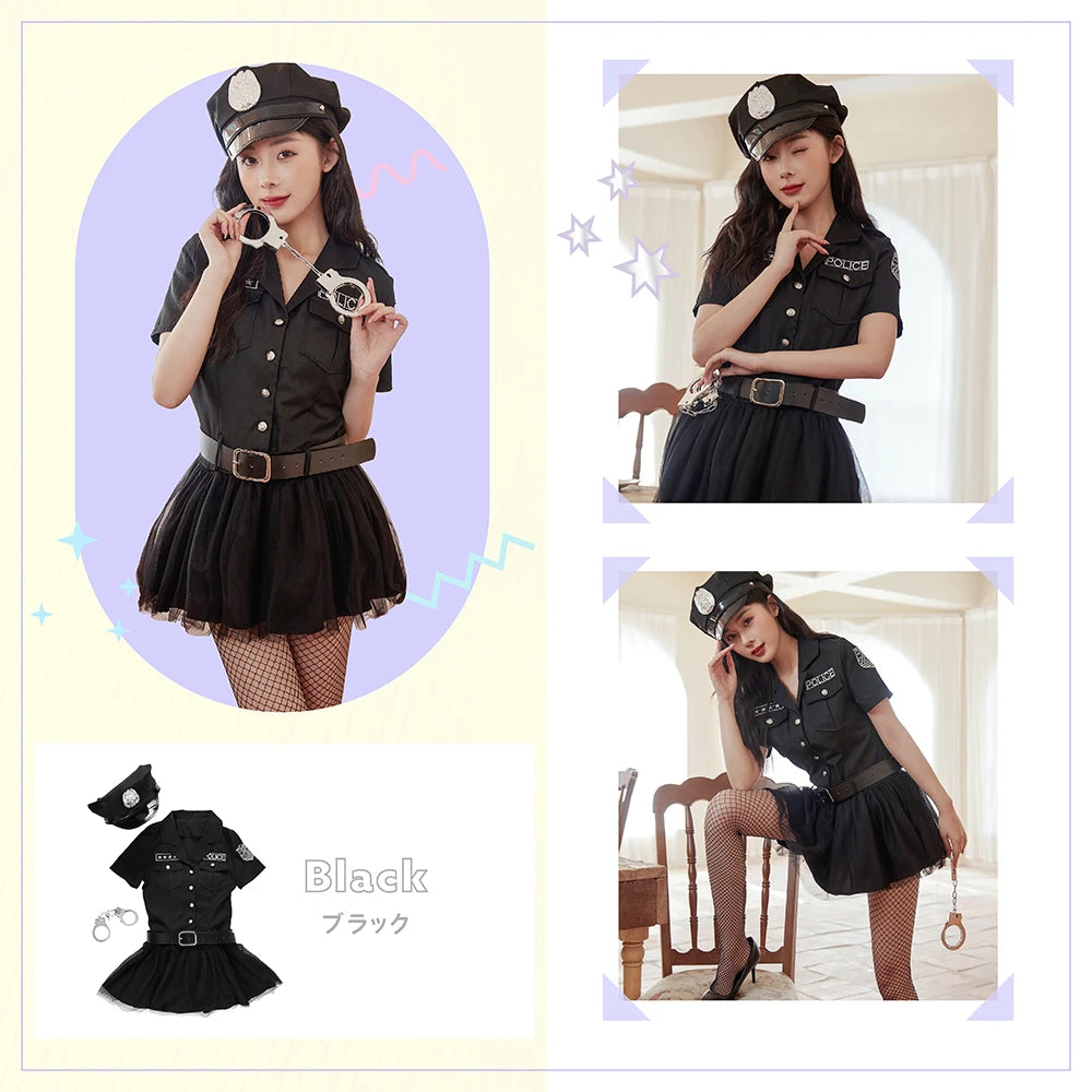 All Black Shirt Dress Police Costume