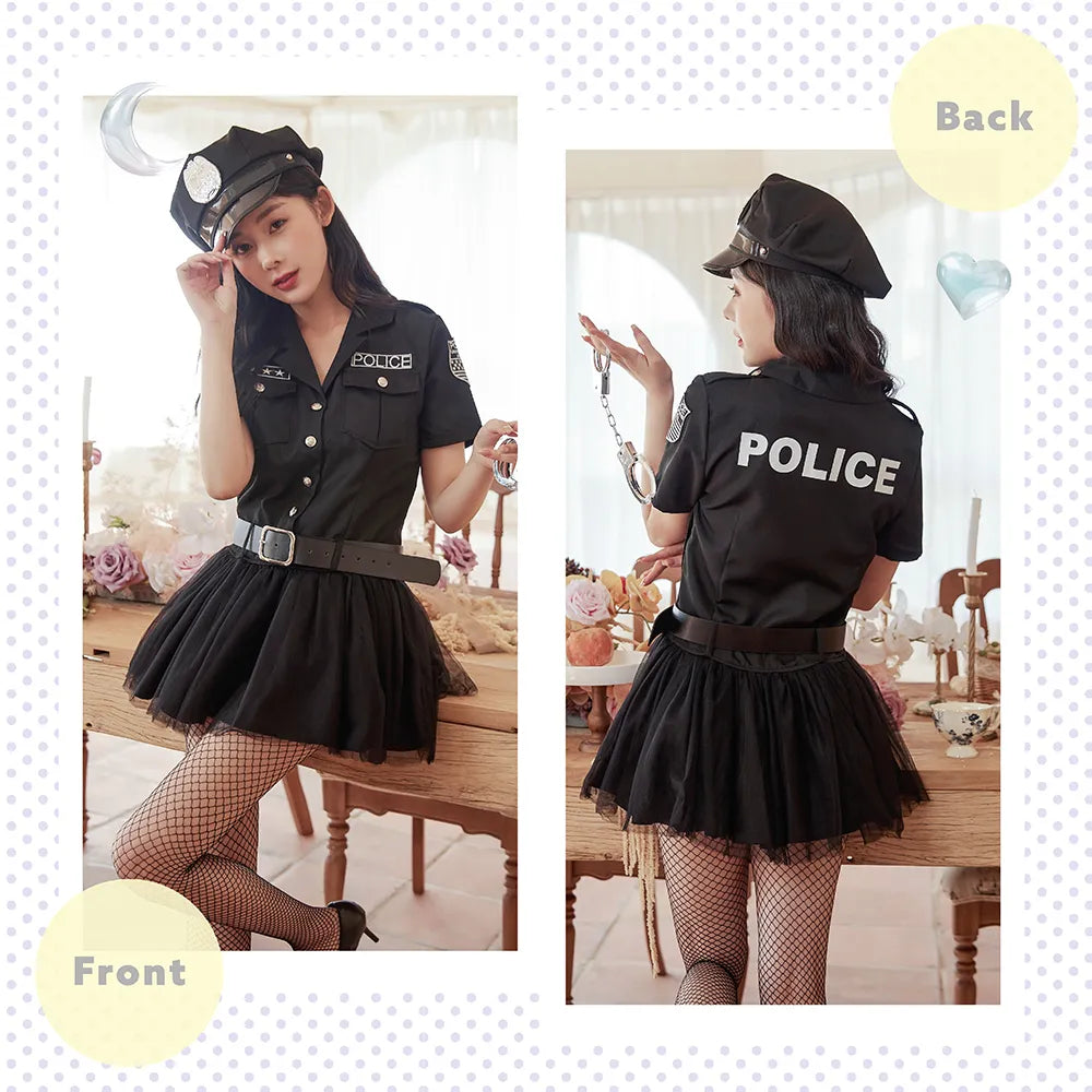 All Black Shirt Dress Police Costume