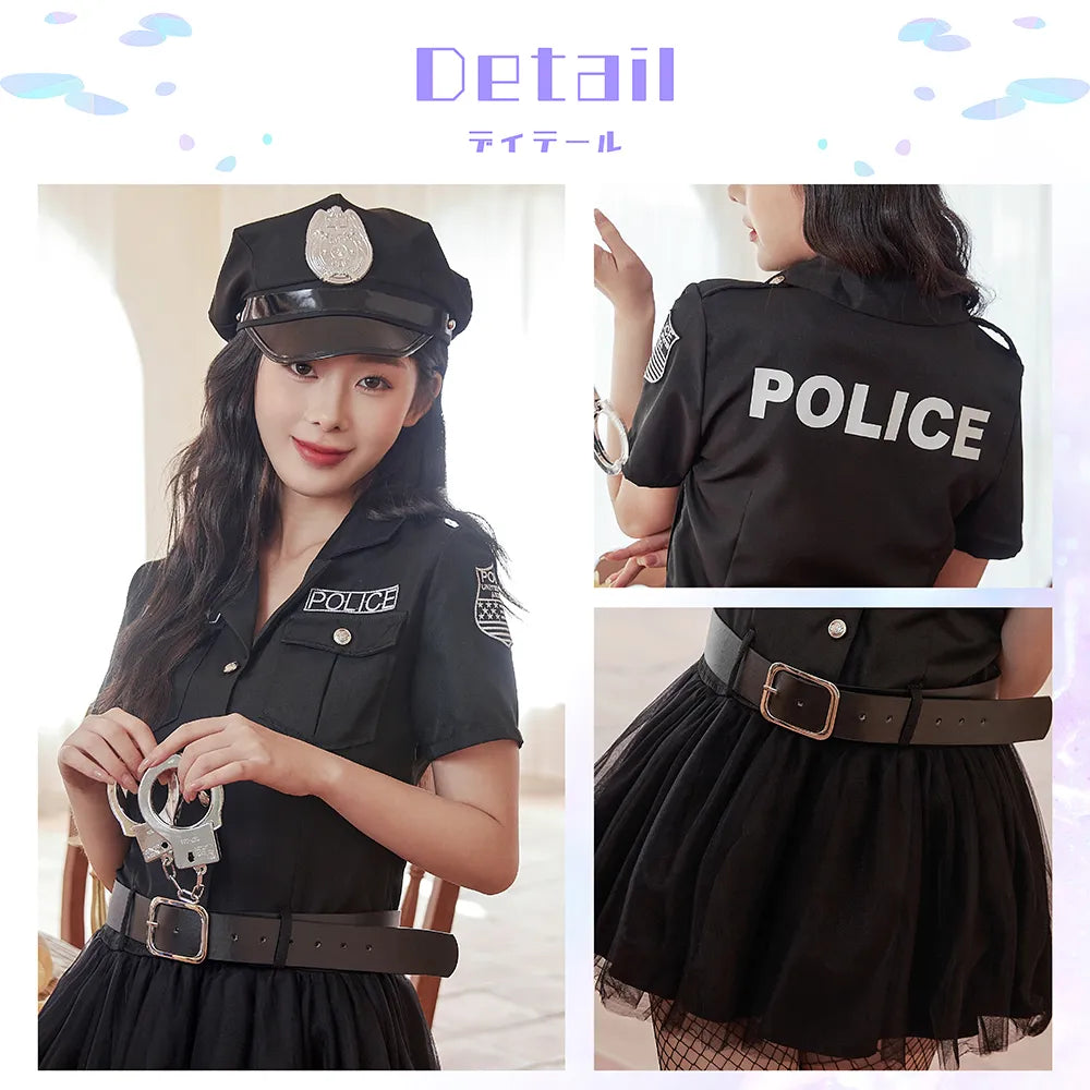 All Black Shirt Dress Police Costume