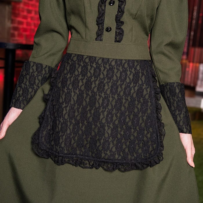 Dark green and black lace long length Western-style maid
