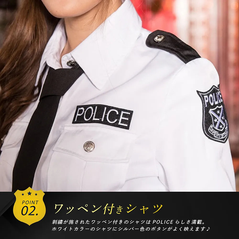 White Shirt and Black Mini Length Skirt Police Costume