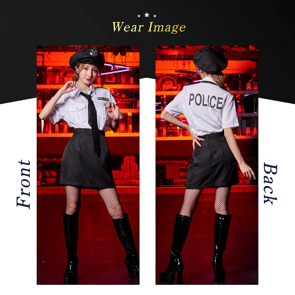White Shirt and Black Mini Length Skirt Police Costume