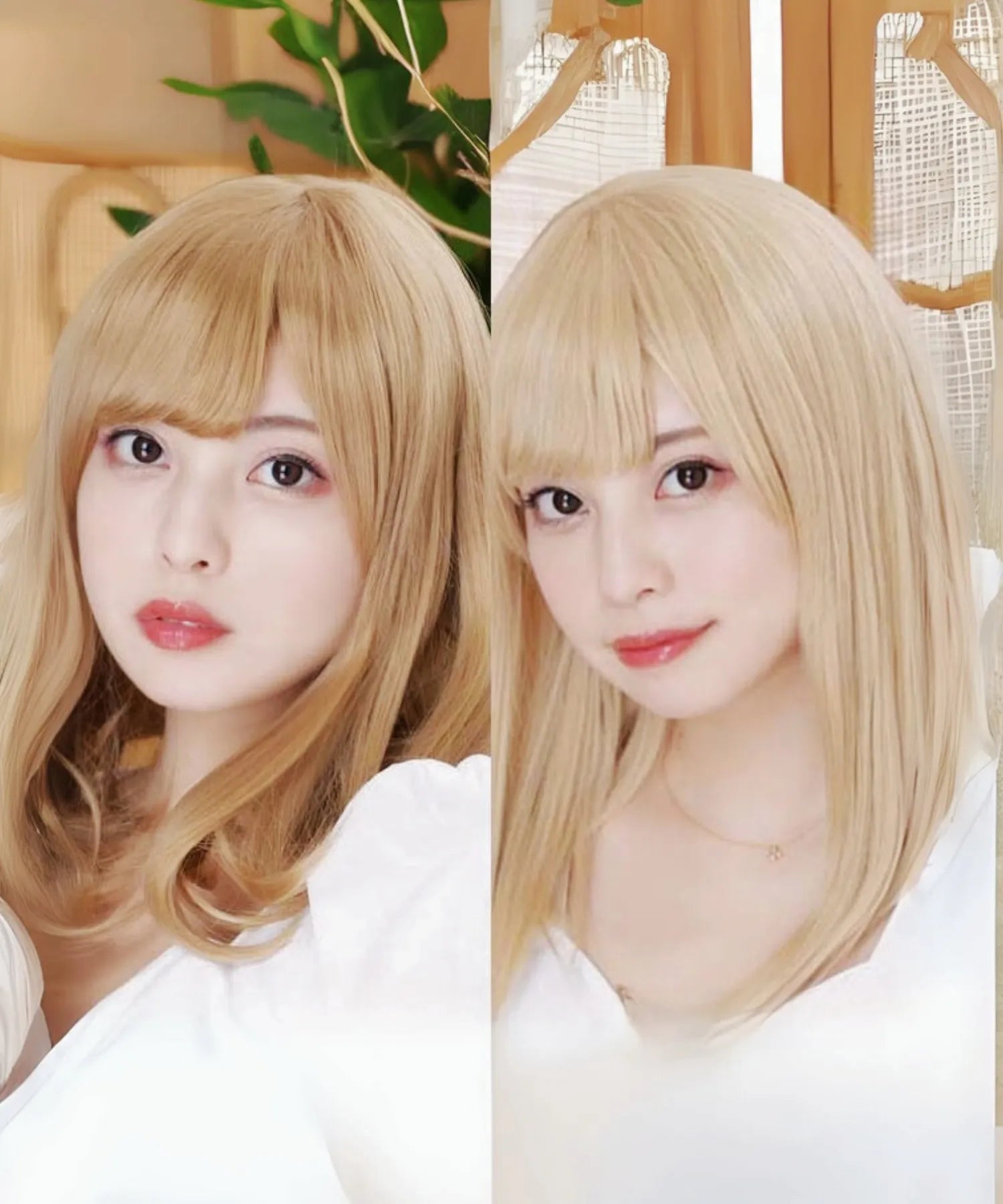 Semi -long one curl wig