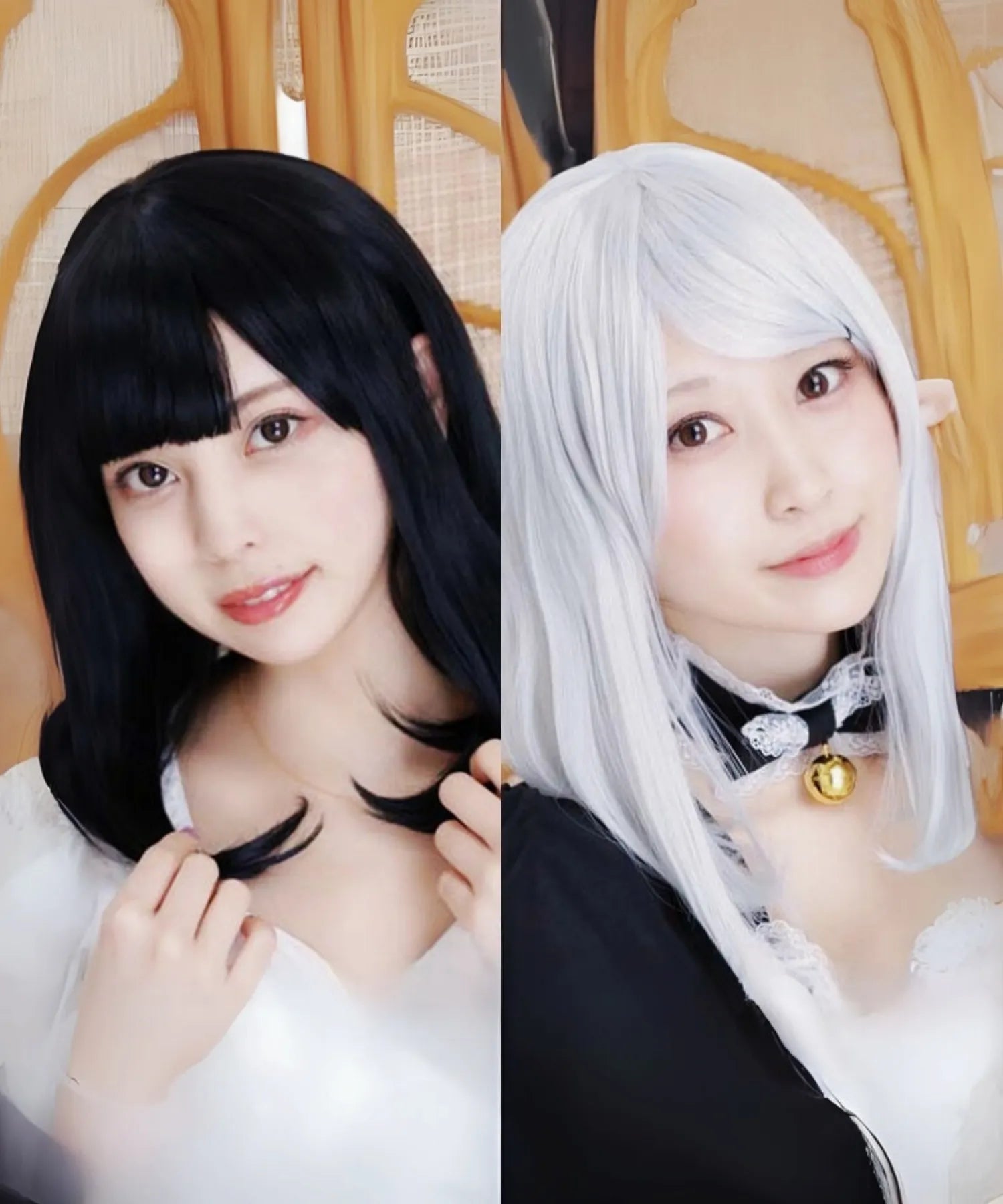 Semi -long one curl wig