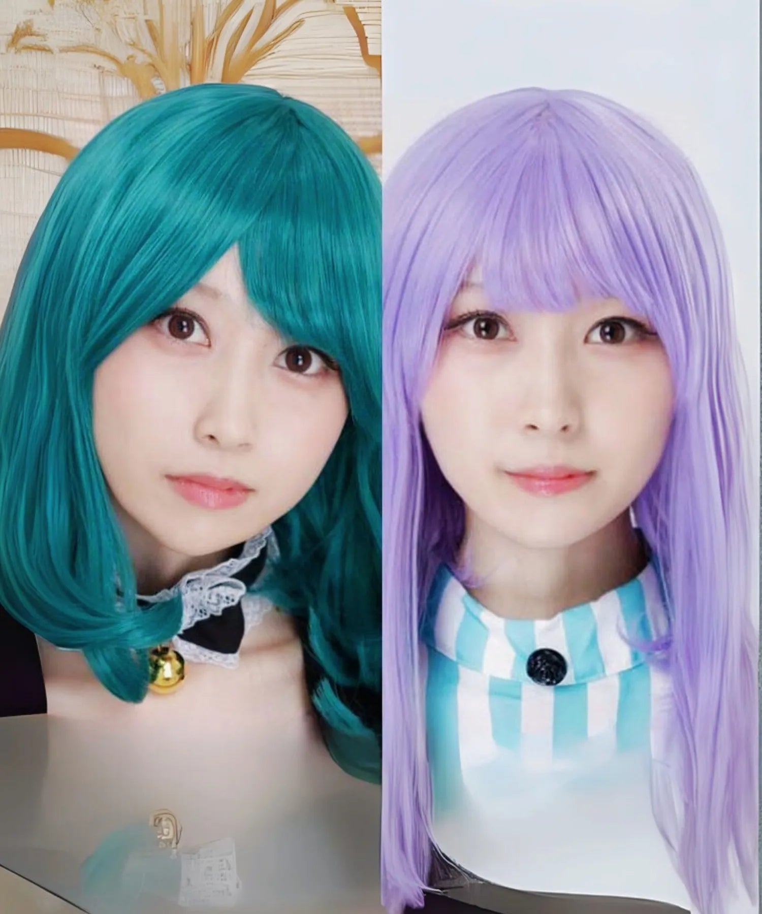 Semi -long one curl wig