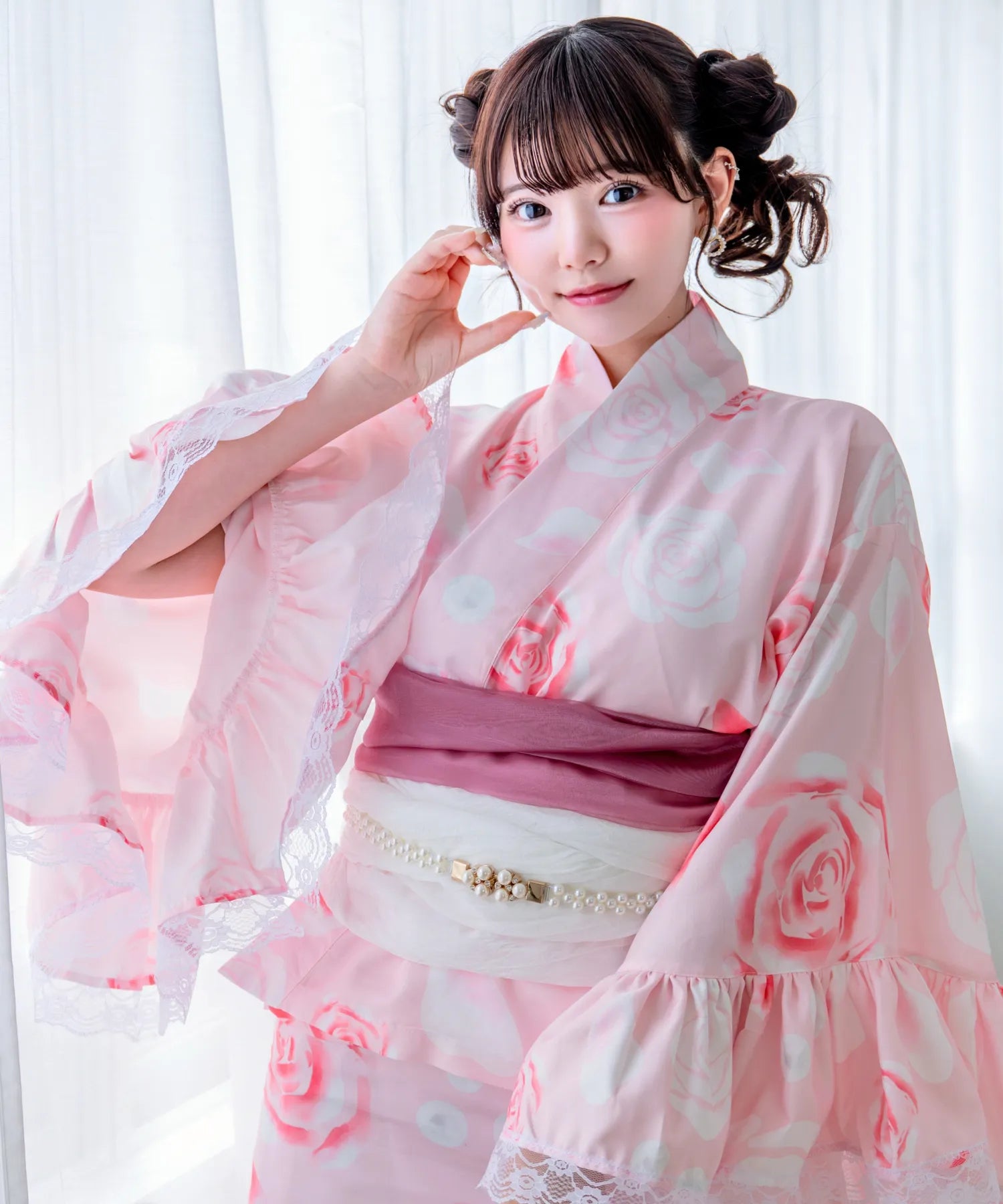 9658. 【未使用タグ付き】BODY LINE ロリータ 着物 浴衣 蝶々 凛姫浴衣 ローズティアラドール ロリータ浴衣 単品 | BODYLINE & LunaBelle
