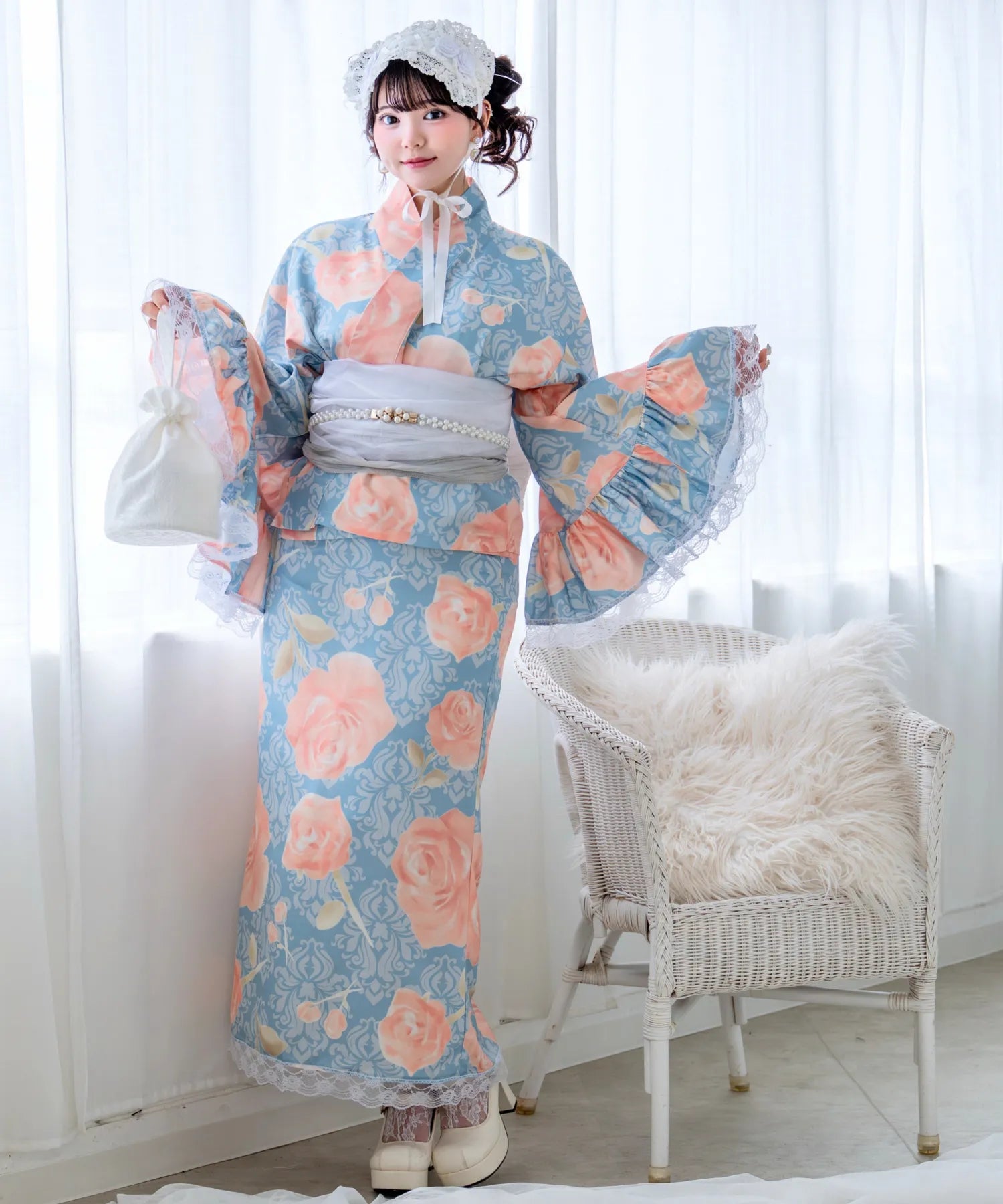 凛姫浴衣 クラシカルアンティークローズ ロリータ浴衣 単品