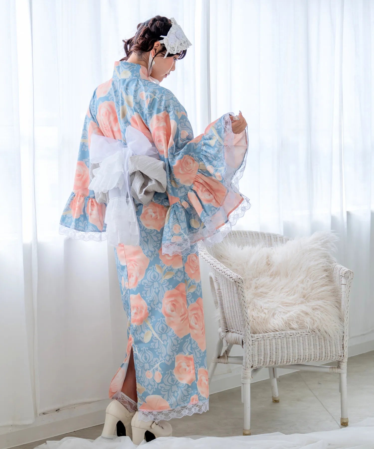 凛姫浴衣 クラシカルアンティークローズ ロリータ浴衣 単品
