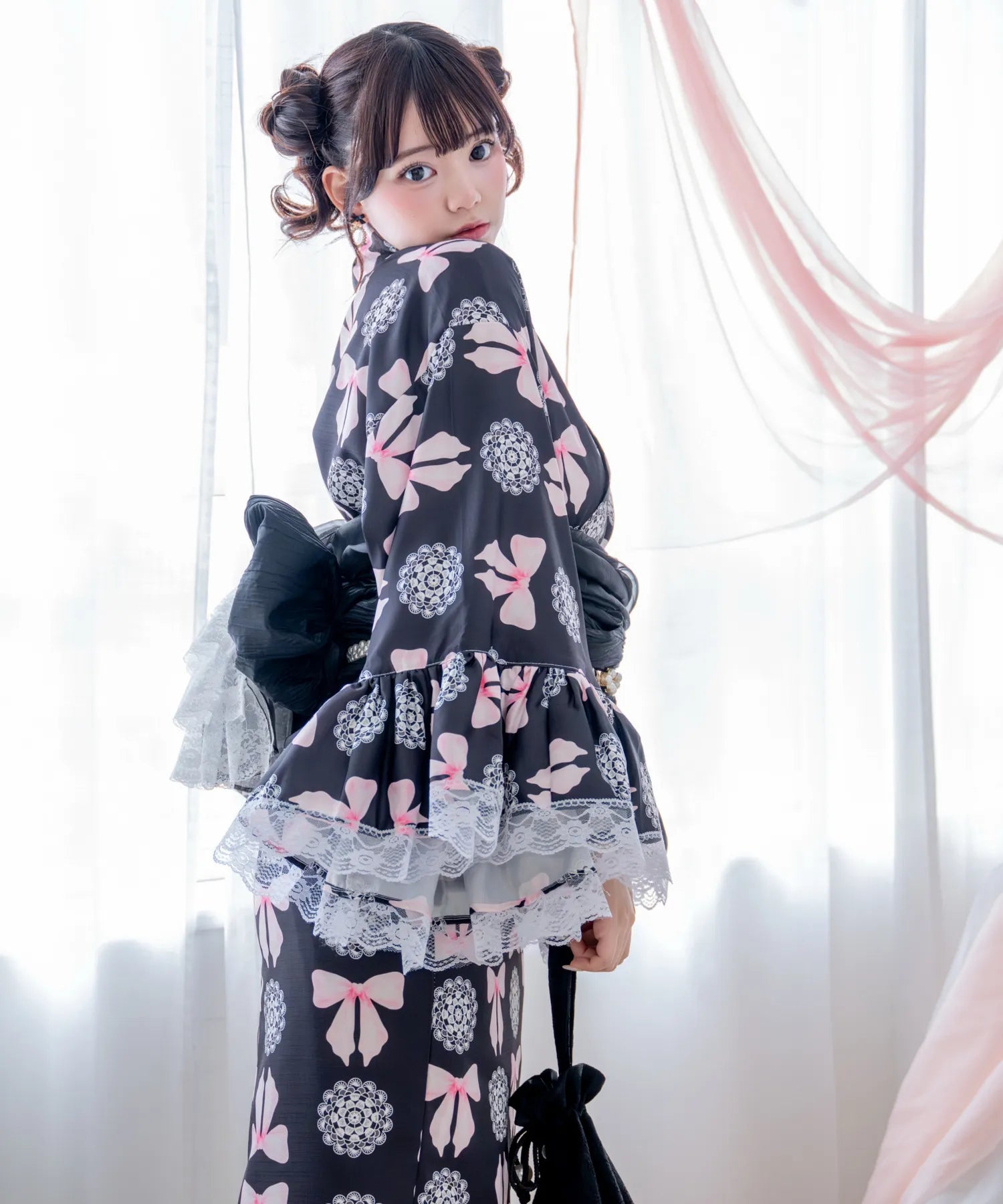凛姫浴衣 ノワールレースドール ロリータ浴衣 単品