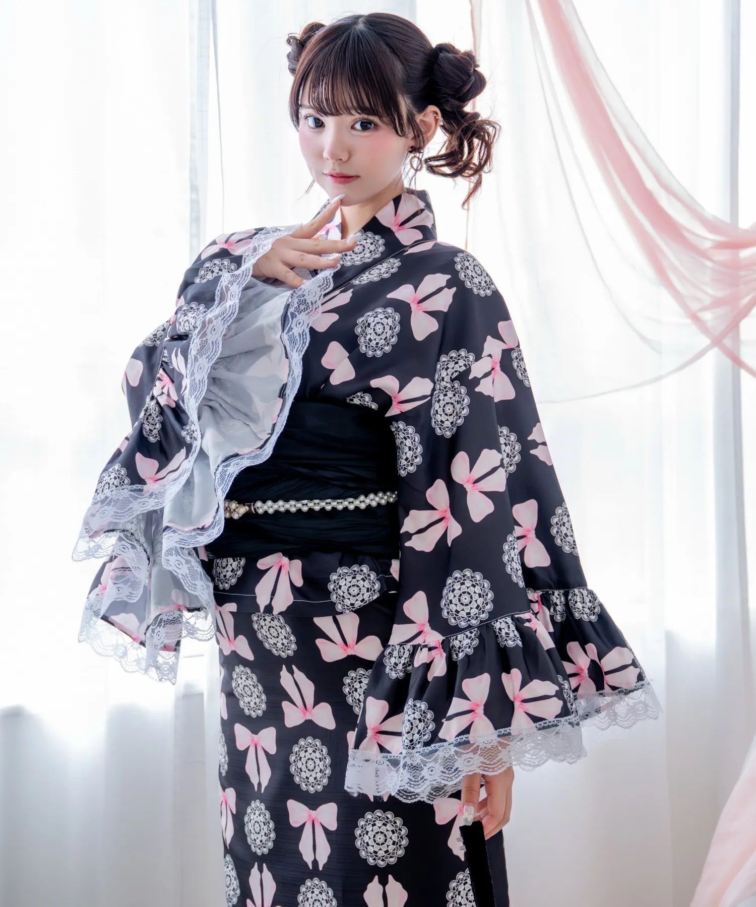 凛姫浴衣 ノワールレースドール ロリータ浴衣 単品
