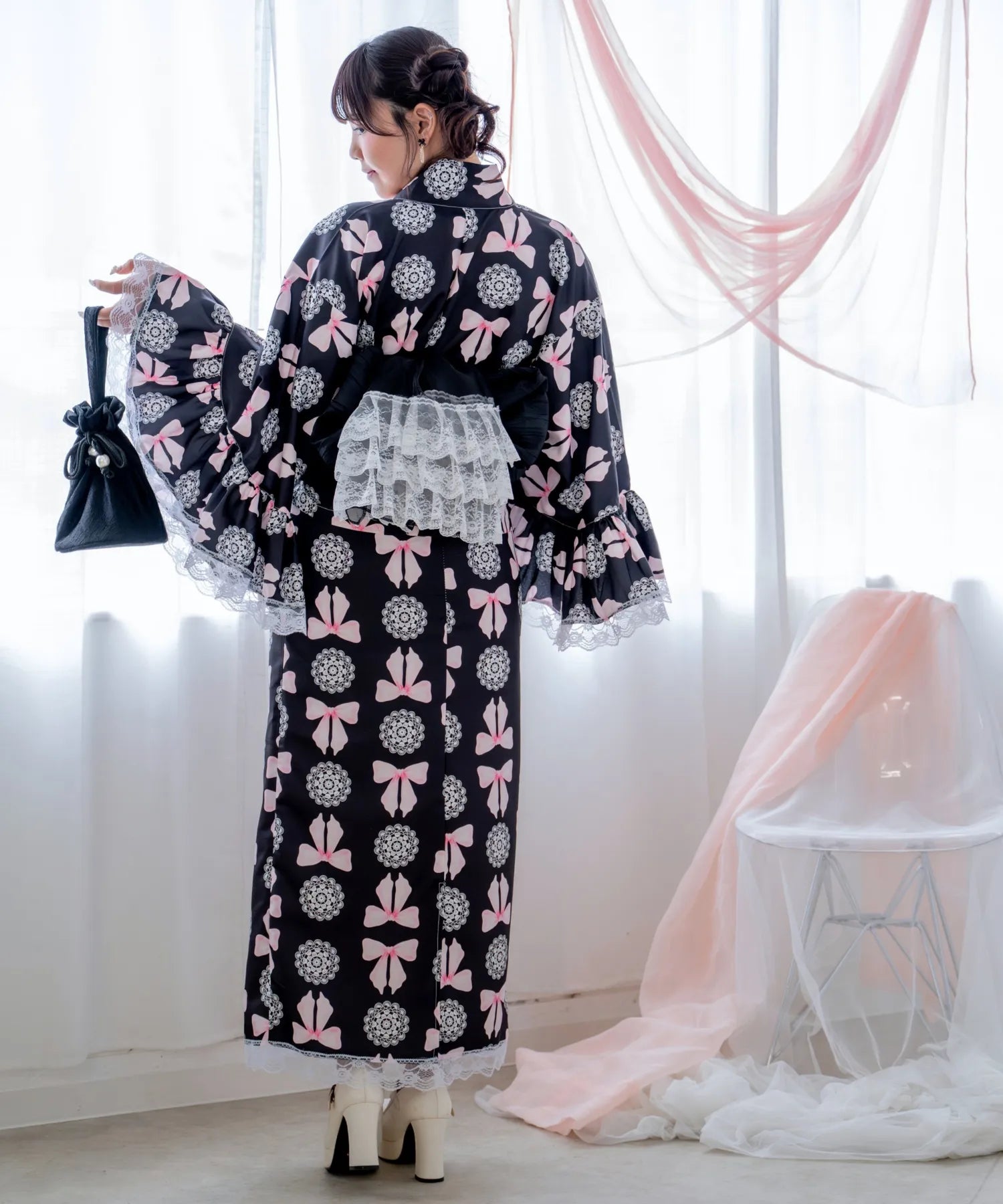 凛姫浴衣 ノワールレースドール ロリータ浴衣 単品