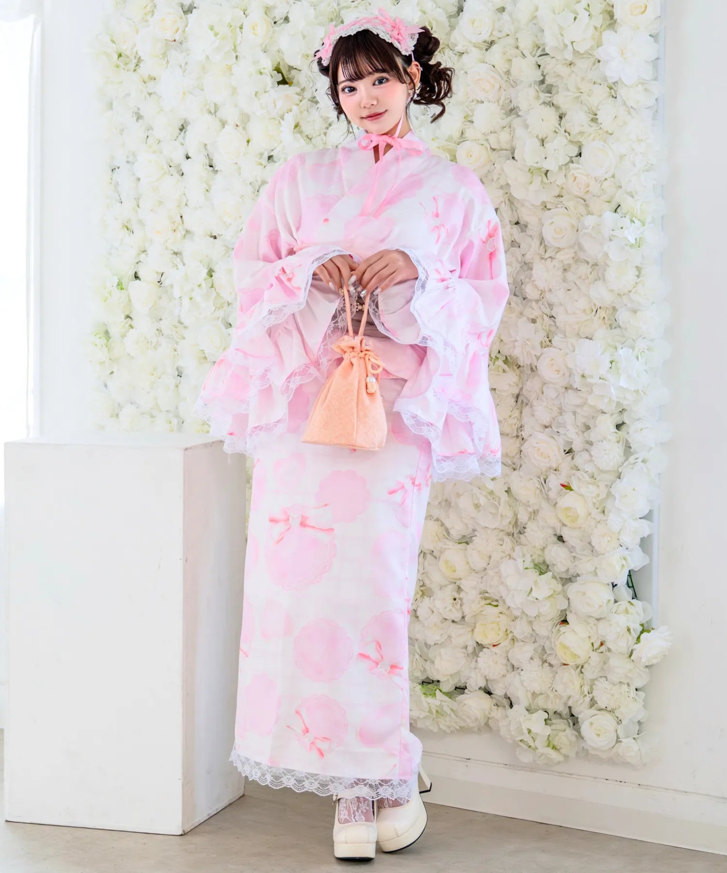 Rinhime Yukata Princess Heart Lace Lolita Yukata 3-piece Set