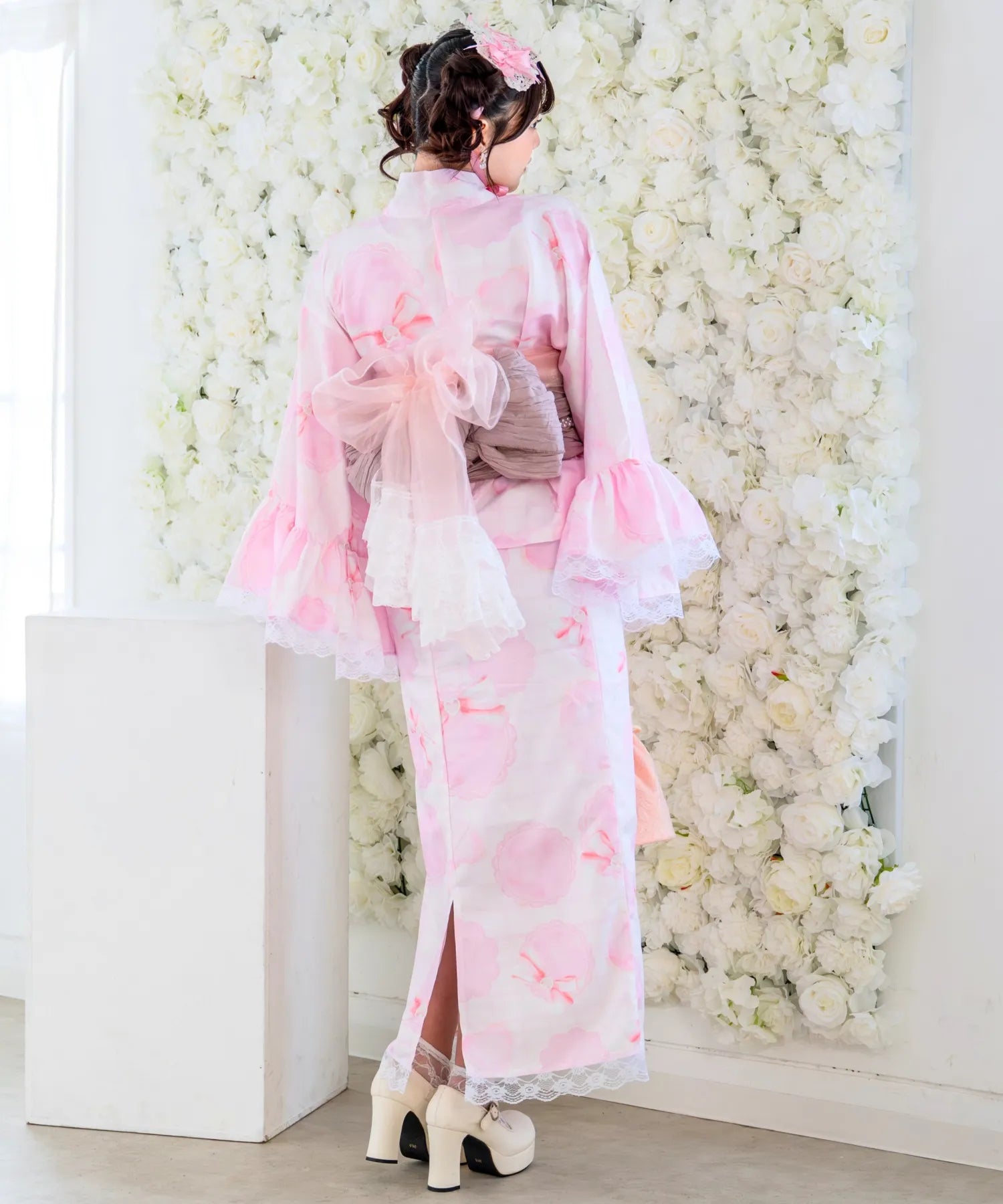 Rinhime Yukata Princess Heart Lace Lolita Yukata 3-piece Set