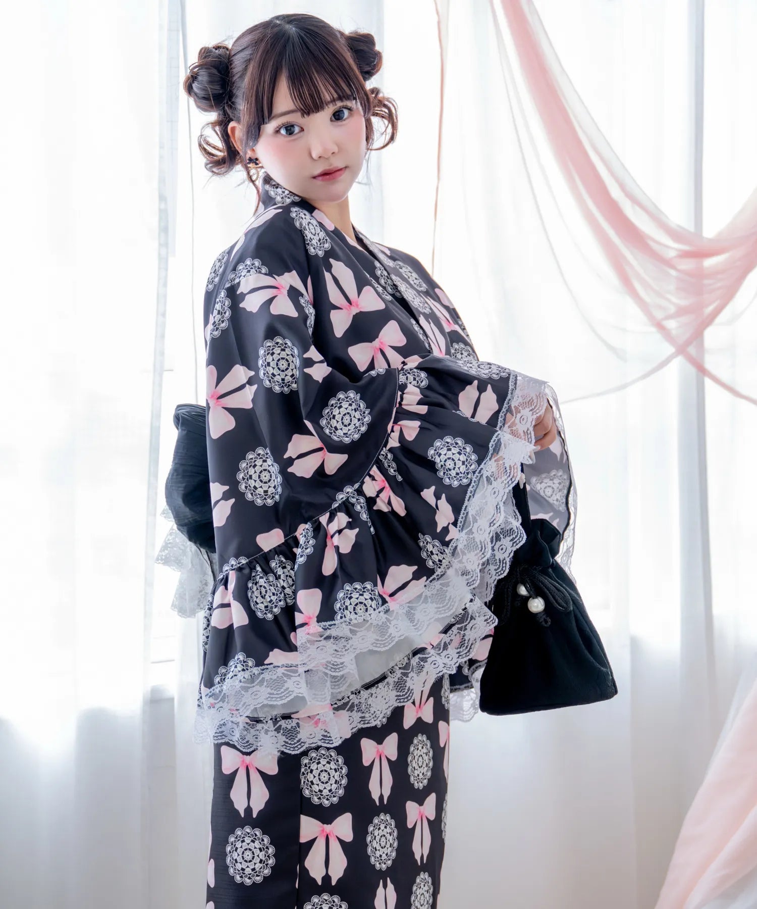 Princess Rina Yukata, Noir Lace Doll Lolita Yukata, 3-piece set