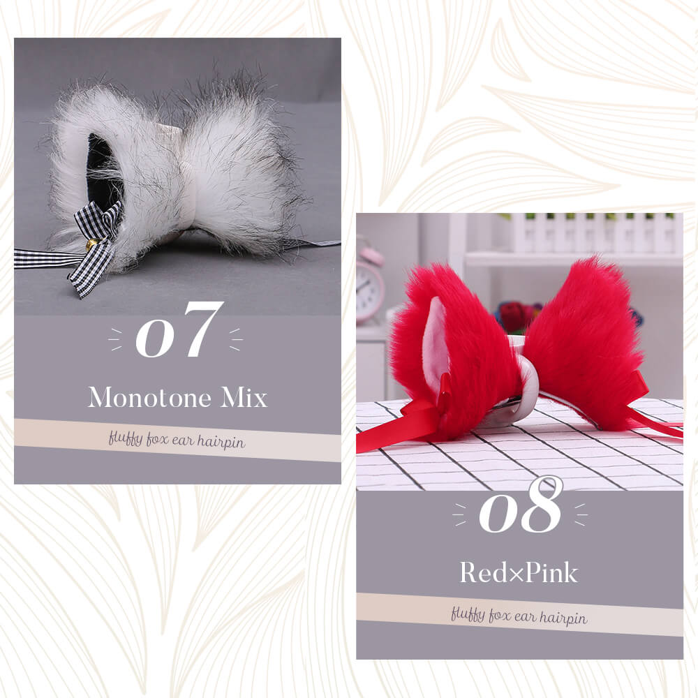 Fluffy fox ears hairpin with ribbon