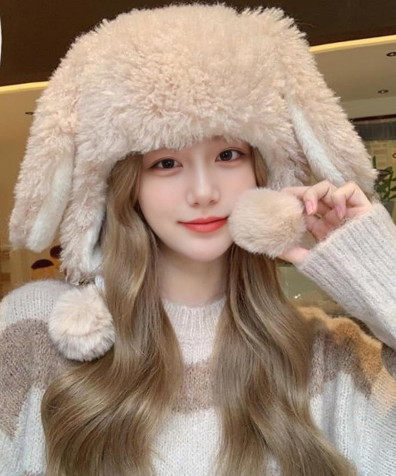 Fluffy Lop-Eared Bunny Hat