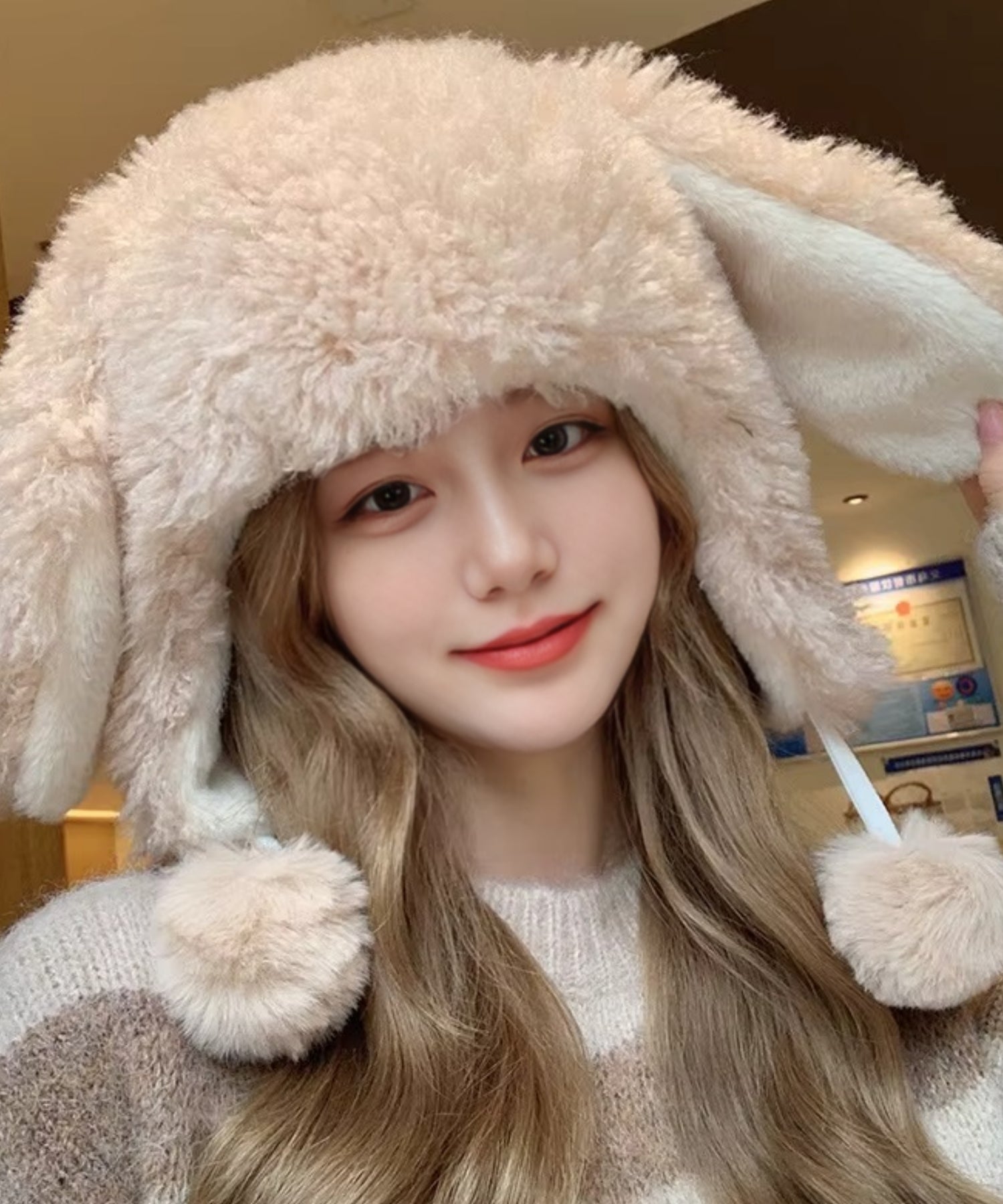 Fluffy Lop-Eared Bunny Hat