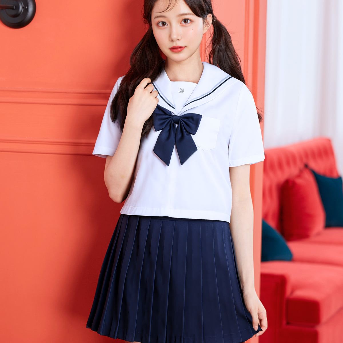 セーラー服　半袖 ホワイト×ネイビー半袖セーラー服 | BODYLINE & LunaBelle