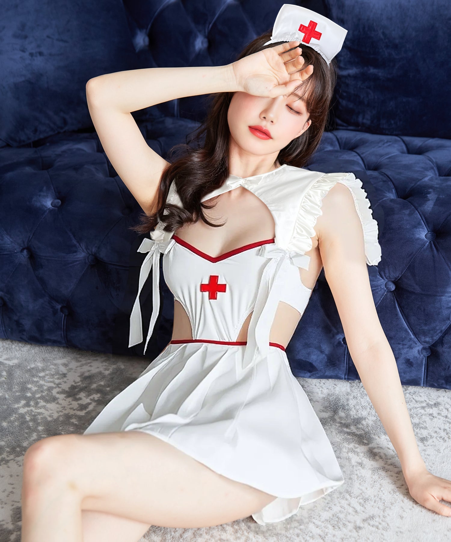 Sexy nurse with bold cut