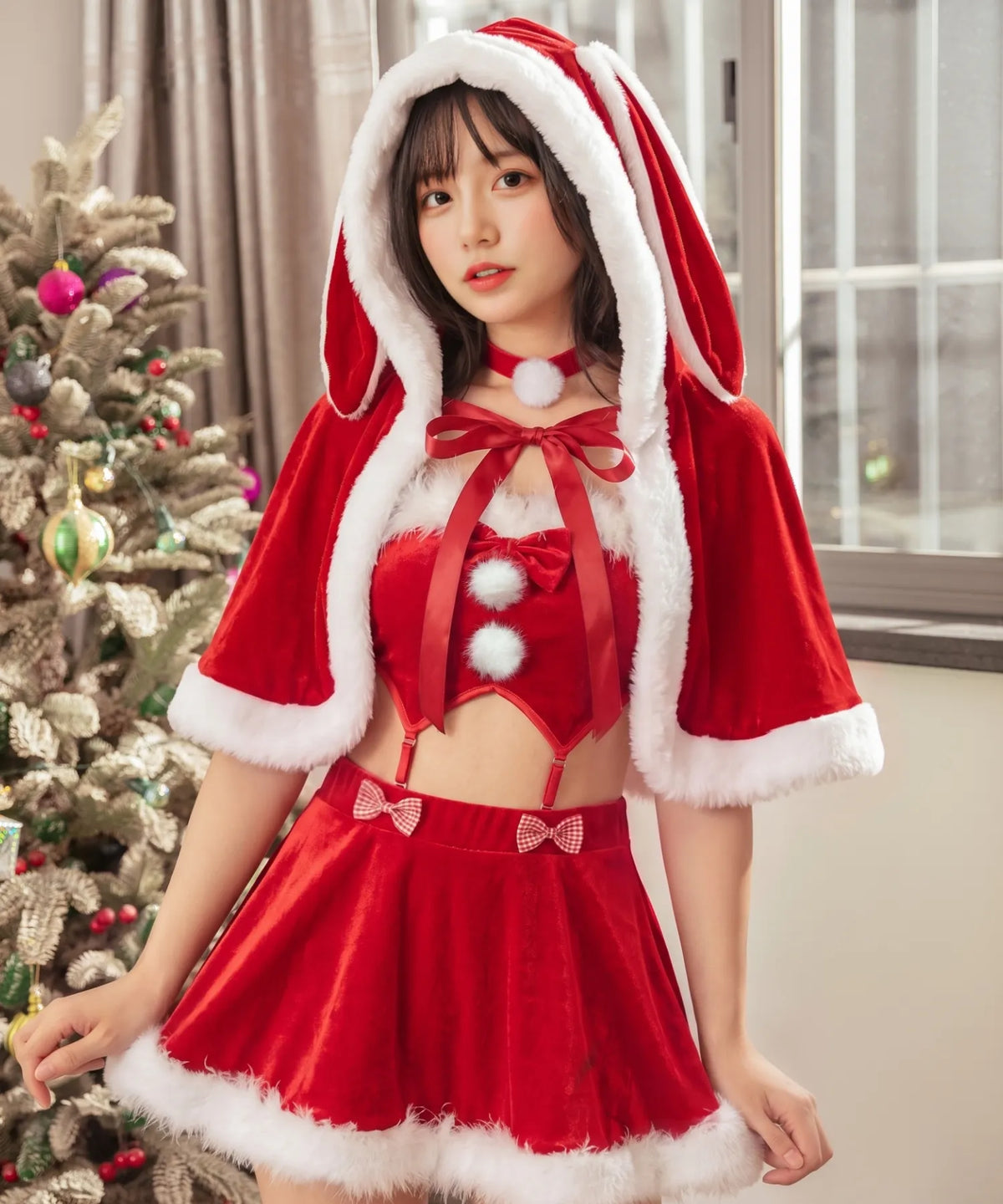 うさみみケープつきセクシーサンタセットアップ