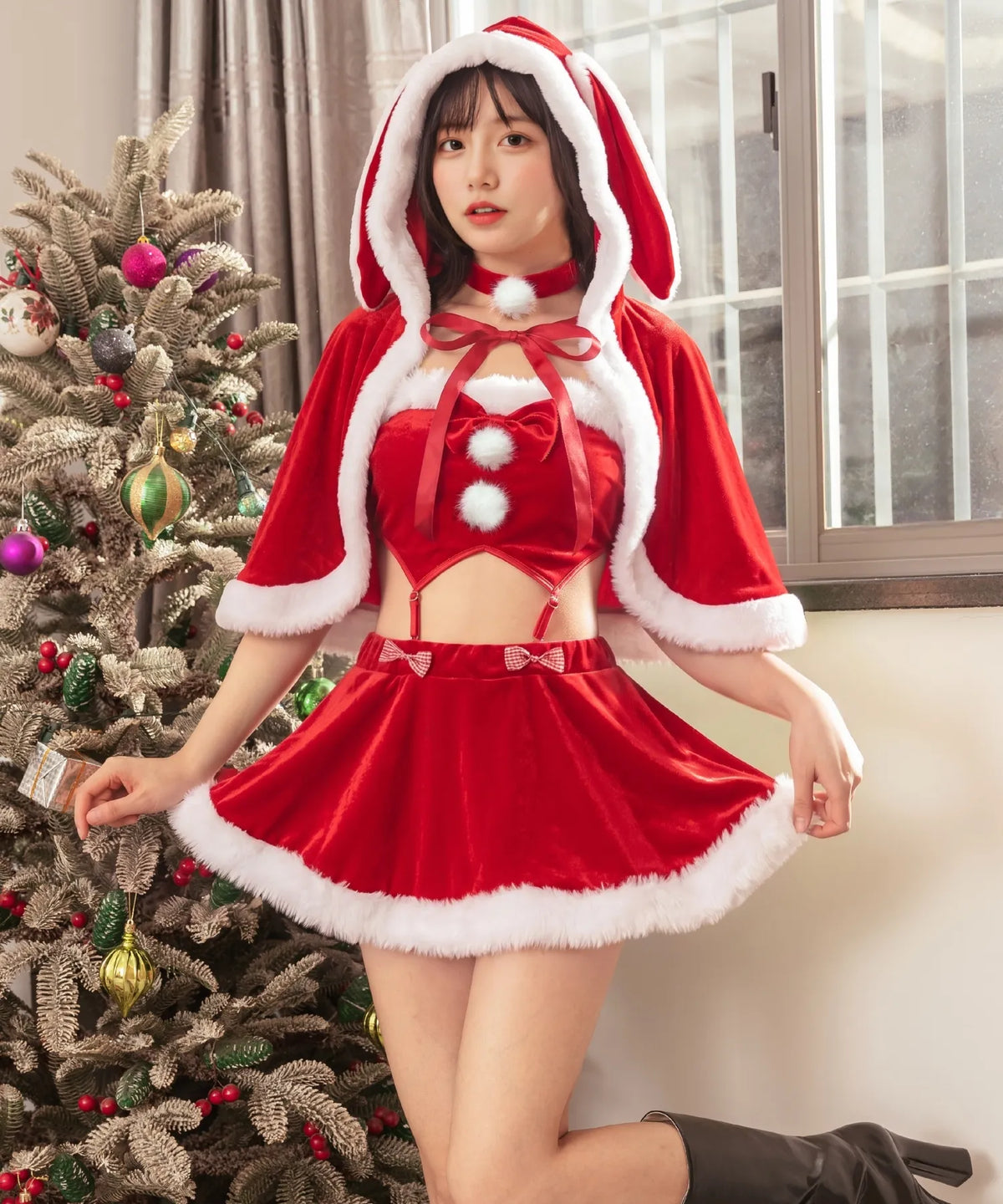 うさみみケープつきセクシーサンタセットアップ
